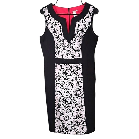 Emma & Michele Black and White Sheath Midi Dress Size Large - Picture 2 of 9